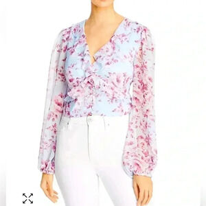 Bardot Nelly Long-Sleeve Top - light blue